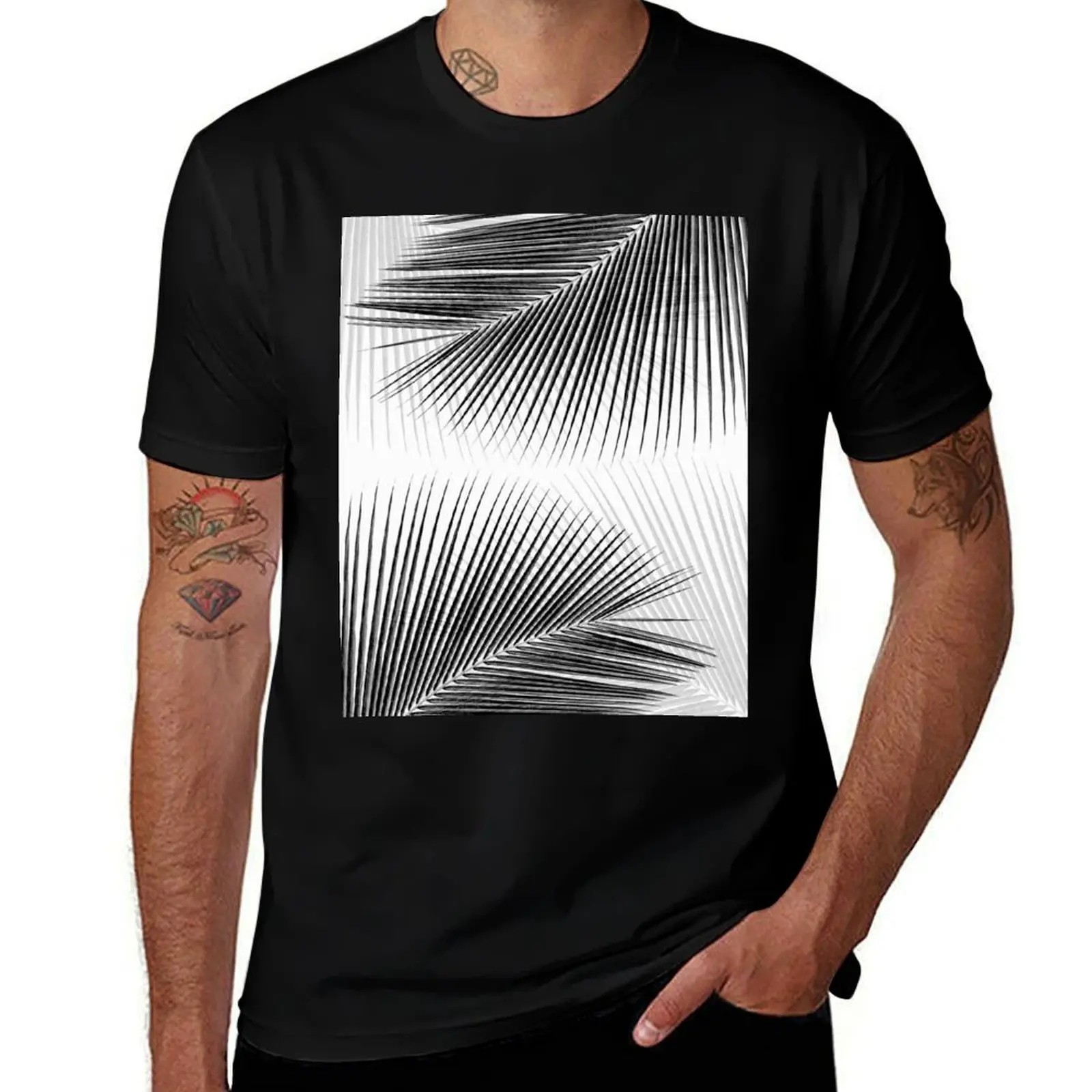 

Palm leaf synchronicity - bw T-Shirt man t shirts for men casual t shirt man plain t shirts for man cotton soft T-shirt
