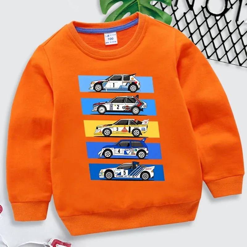 Rally Car Boys Girls Hoodies Drift Sweatshirt Fashion Car Fans Streetwear Automobile Culture Roupa Infantil Cartoon Kids Clothes