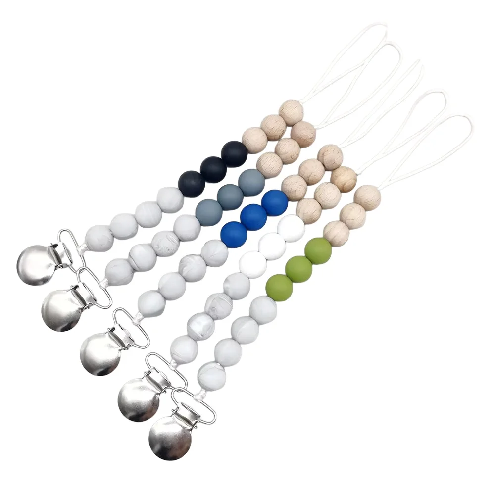 

Baby Pacifier Clips Silicone Beads Pacifier Chain Nipple Bracket Holder for Nipples Toddler Toy Clip Baby Shower Gift
