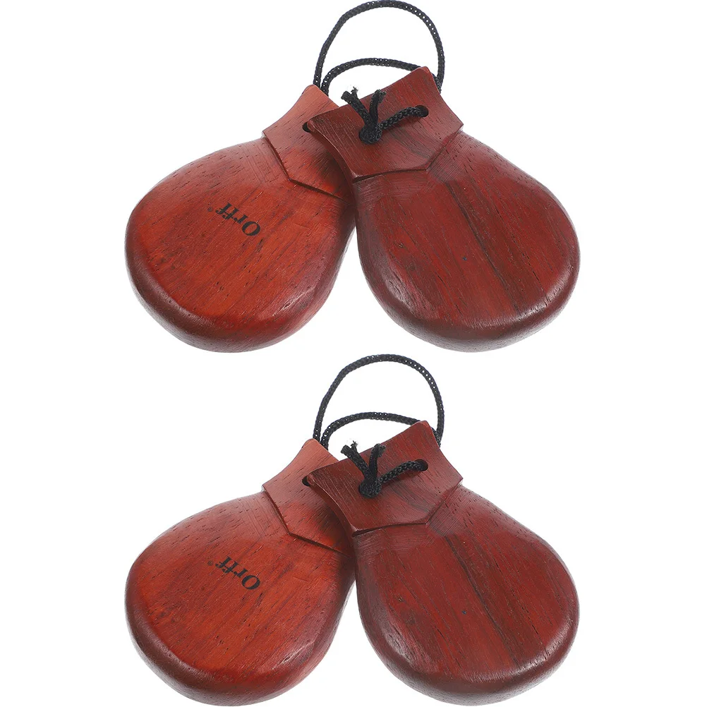 

2pcs Spanish Wooden Percussion Instrument For Adults Music Performance Wooden Castanet Clapper With Handle Party Favors