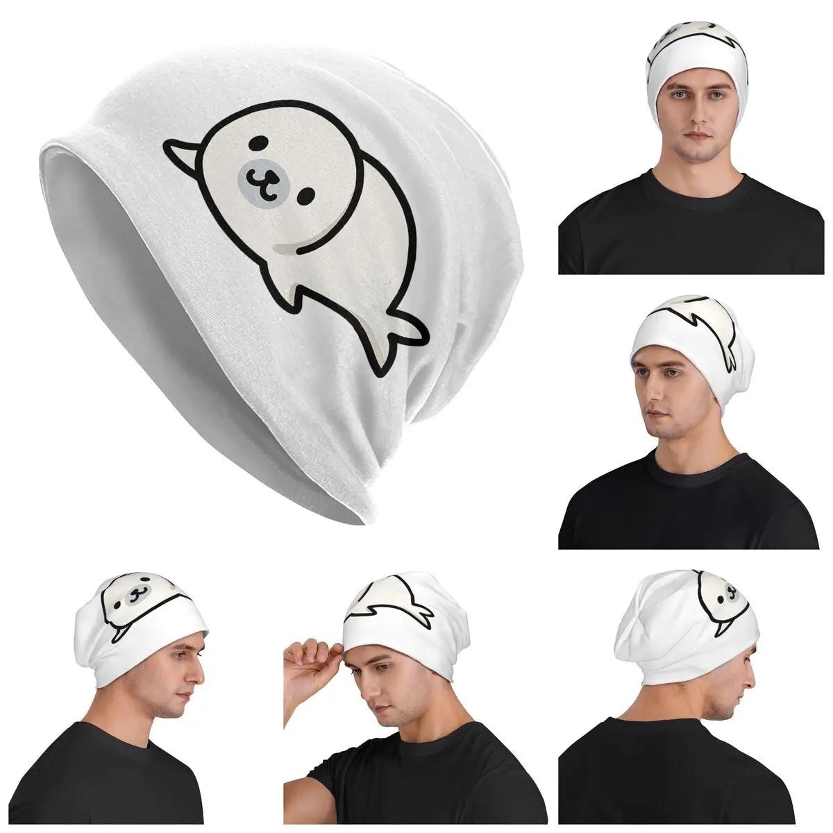 

Seal Warm Knitted Cap Hip Hop Bonnet Hat Autumn Winter Outdoor Beanies Hats for Unisex Adult