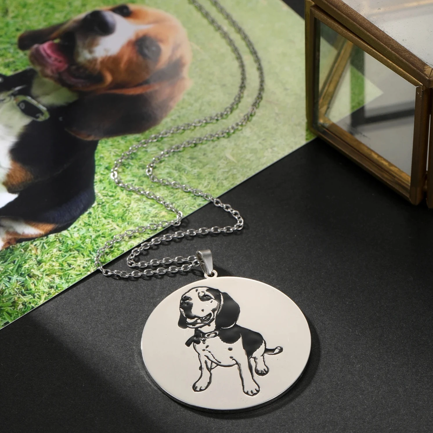 

Hand Painted Jewelry Personalized Enamel Pet Necklace Stainless steel Custom Photo Handmade Line Jewelry Pet Lover Gift for Her