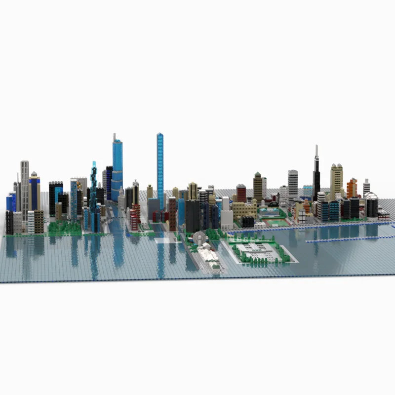 ของเล่นประกอบโมเดล MOC - โมเดลจำลองเมืองชิคาโก 13,935 ชิ้น - ของเล่นประกอบสร้างสรรค์ - ของขวัญวันหยุดที่ยากต่อการประกอบ