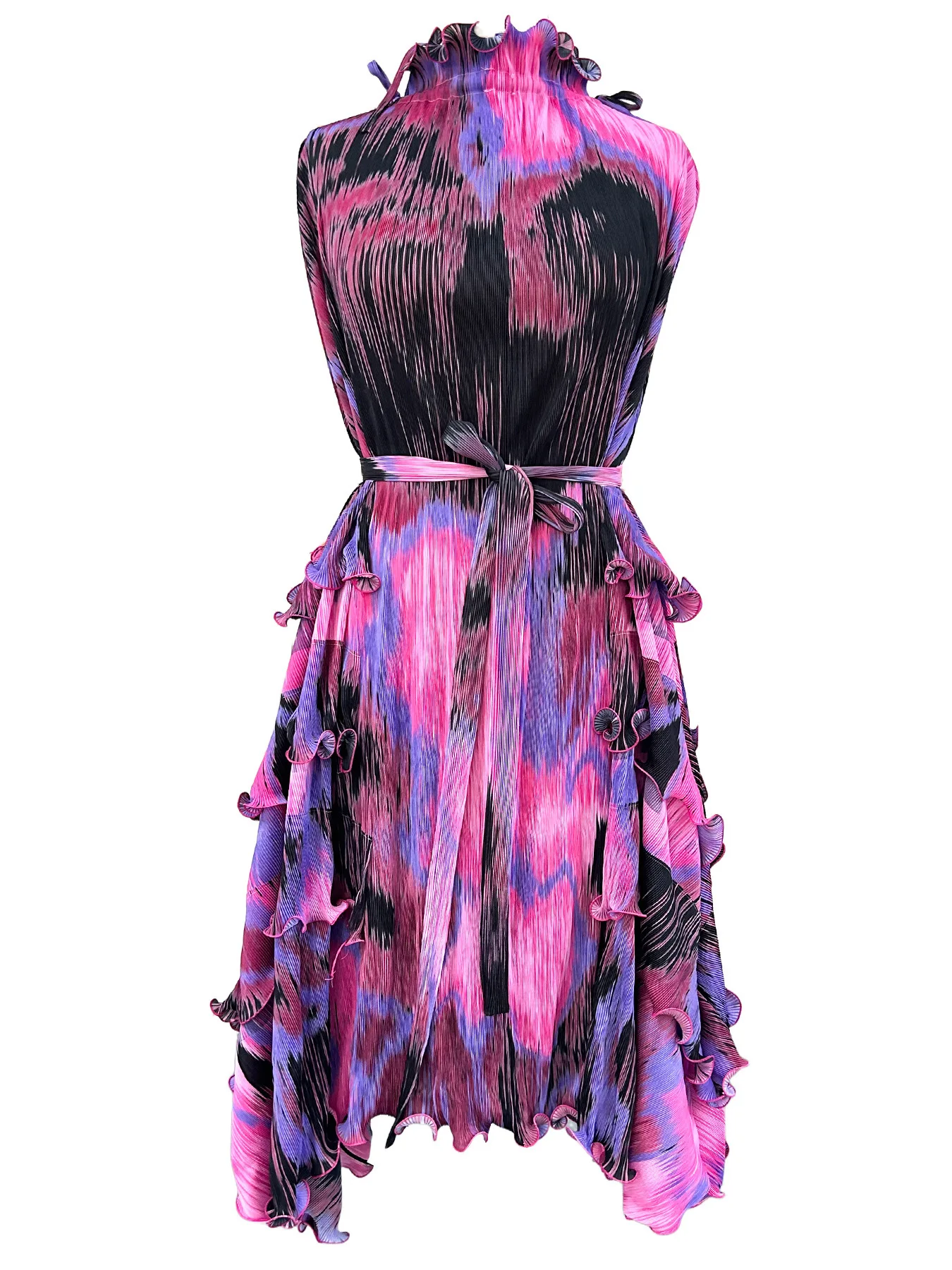 

Miyake Women's Chic Evening Dresses Plus Size Clothing Prom Party Gowns Elegant and Beautiful Purple Pleated Beach Dress Female
