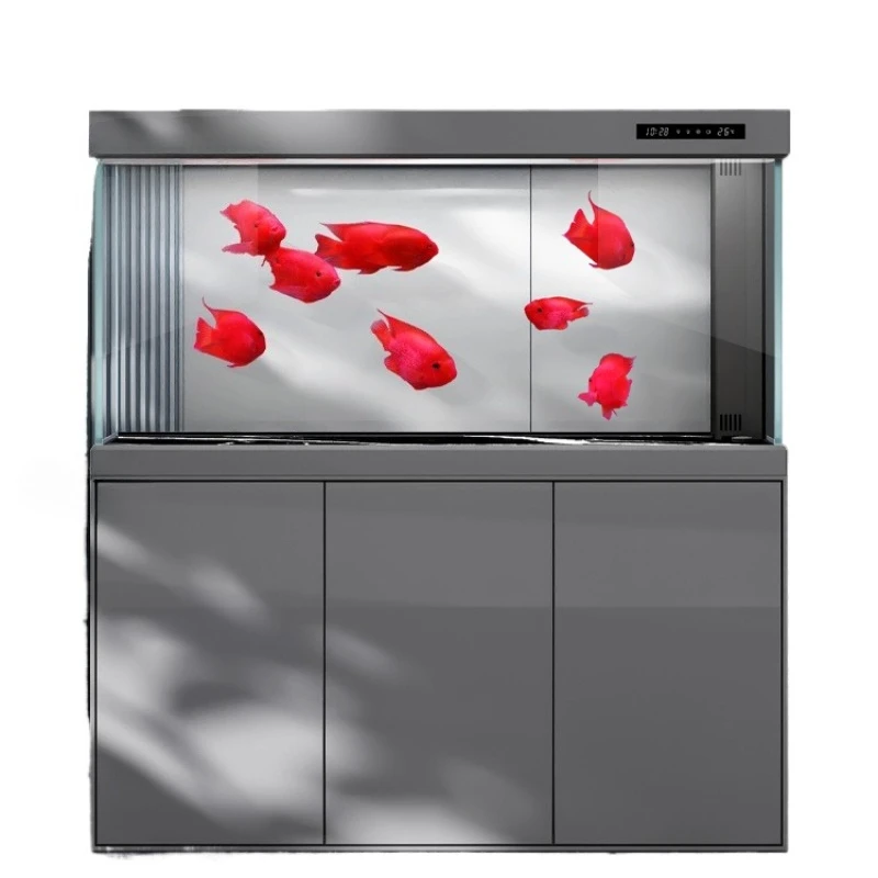 

Minjiang fish tank living room household medium and large aquarium bottom filter simple modern light luxury ultra white fish