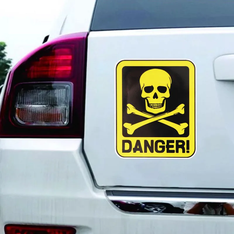 Y269# Car Sticker Danger Sign With Skull Symbol Waterproof Vinyl Decal Car Accessories Pegatinas Para Coche DIY Car Styling