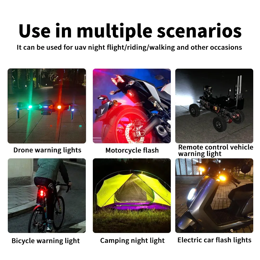 Luces estroboscópicas para motocicleta, luz LED USB anticolisión para bicicleta, avión, vuelo nocturno, Mini luz intermitente de señal de advertencia