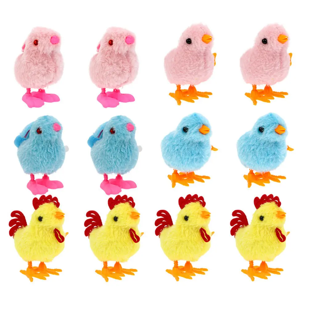 

12Pcs Realistic Moving Clockwork Chicks Bunnies Roosters Kids Easter Decor Educational Coordination Skill Building Set