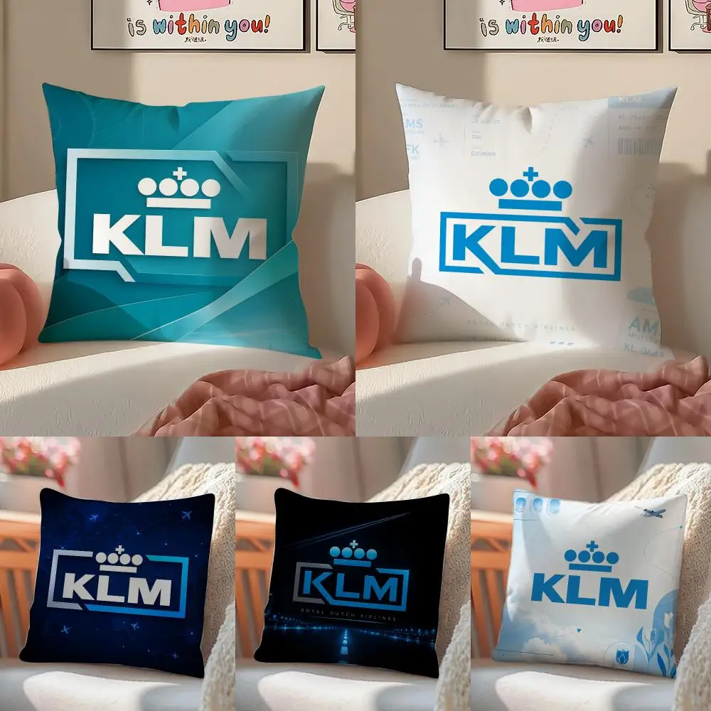 Minimalist K-KLM Airlines Cushion Cover Pattern Printed Pillowcase for Living Room Sofa Cushion Cover & Bedroom Decor