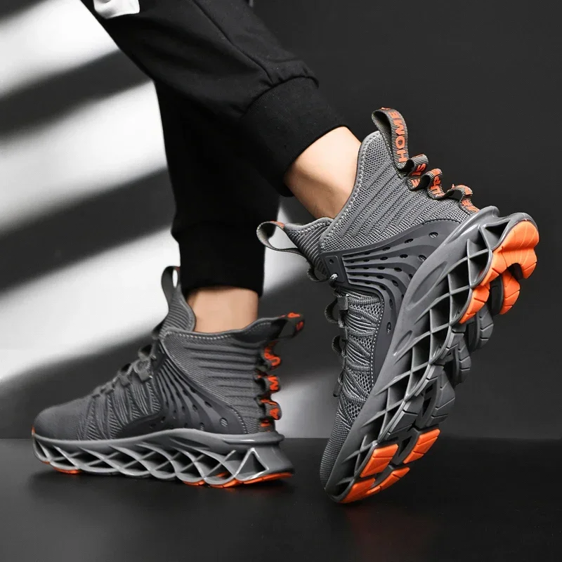 Large size men's shoes new summer running Breathable flying woven sports casual shoes blade net men's fashion image 6