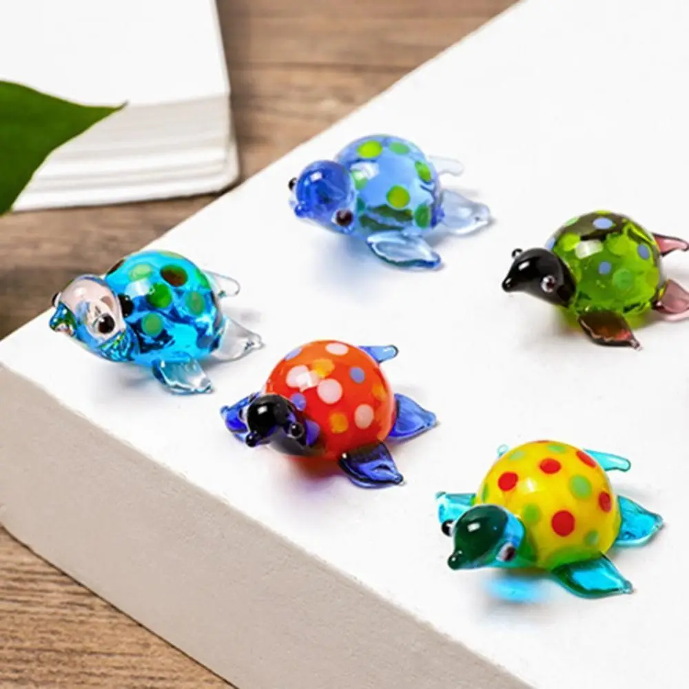 Portable Handicraft Turtle Figurines Lightweight Vivid Animal Statue Glass Turtle Desktop Ornaments Aquarium Landscaping