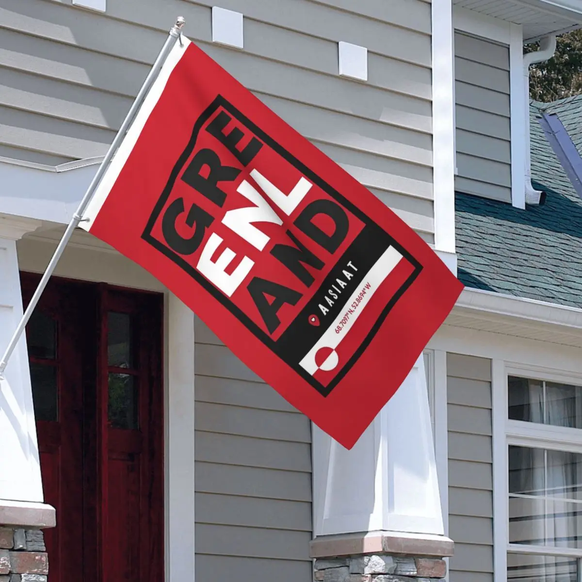 Greenland Aasiaat Kalaallit Nunaat Arctic Flag Double Sided Indoor Outdoor Banner 2 Grommets Hanging Decoration 90x150cm