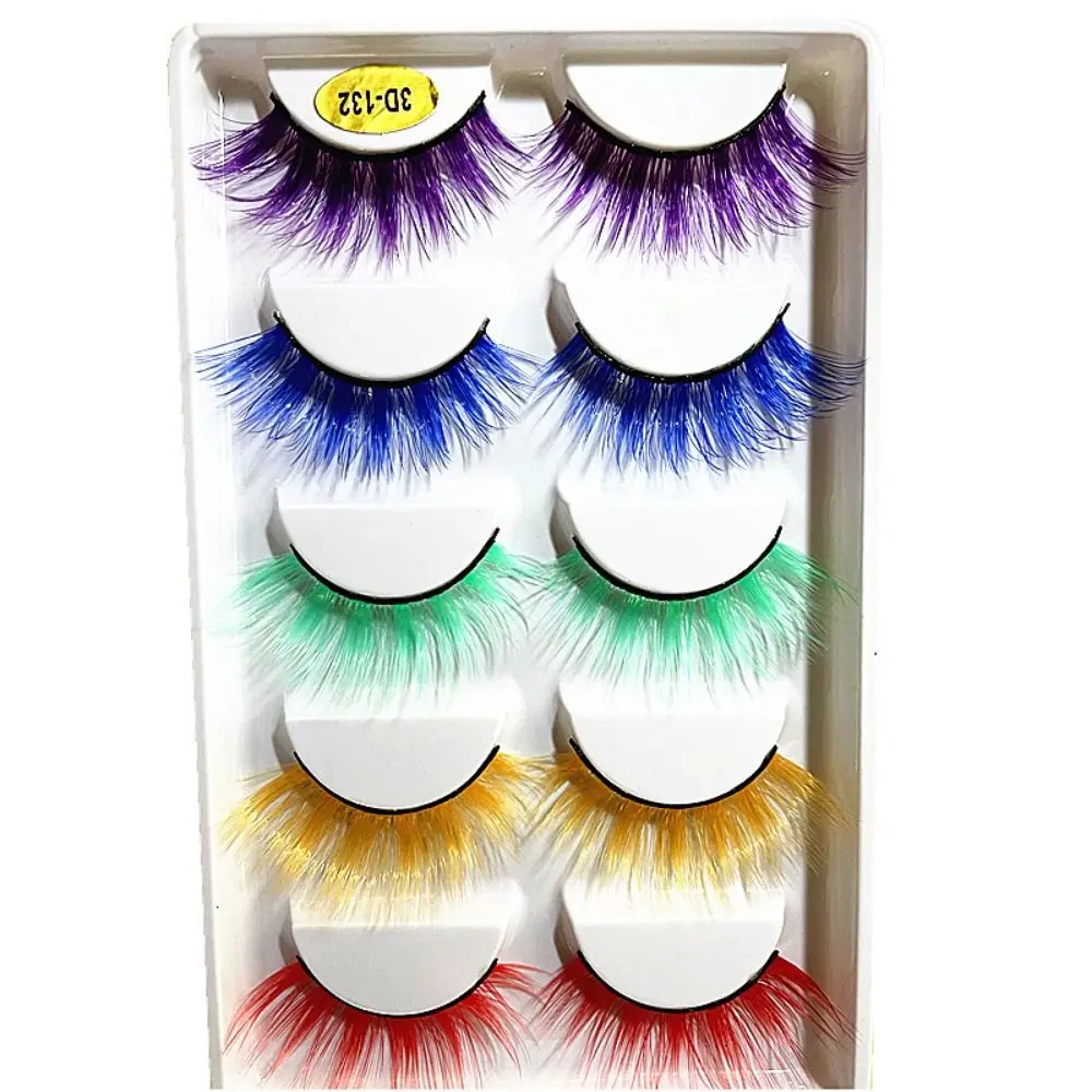 2 Box Natural Simulation Eye Eyelashes Thick Fluffy Lashes Beautiful Colored False Eyelashes Lashes Extension Reusable