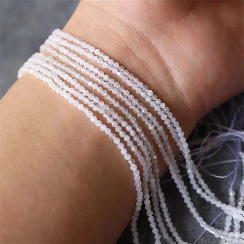 2 mm große Perlen aus natürlichem Stein, Amethyst, Tigerauge, Lapislazuli, eingelegt mit hellen Perlen, zur Schmuckherstellung, DIY-Halskette, Armband, Schmuck