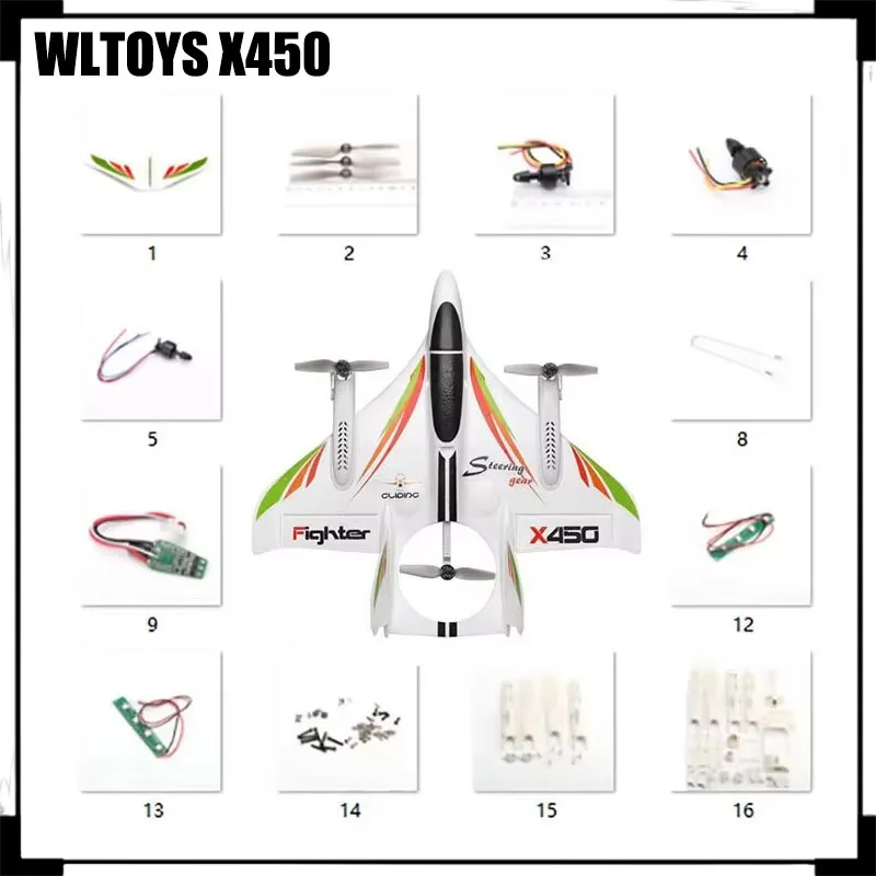 Wltoys Rc Plane X450 Akcesoria do modeli samolotów, sześciokanałowe bezszczotkowe akcesoria do szybowców zdalnie sterowanych