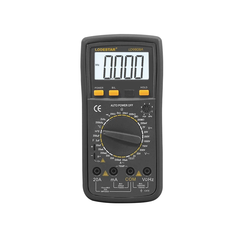 LODESTAR LD9808A LD9807B Professional Digital Multimeter AC DC Voltage Current Tester Backlit Display Handheld Electrician Tool