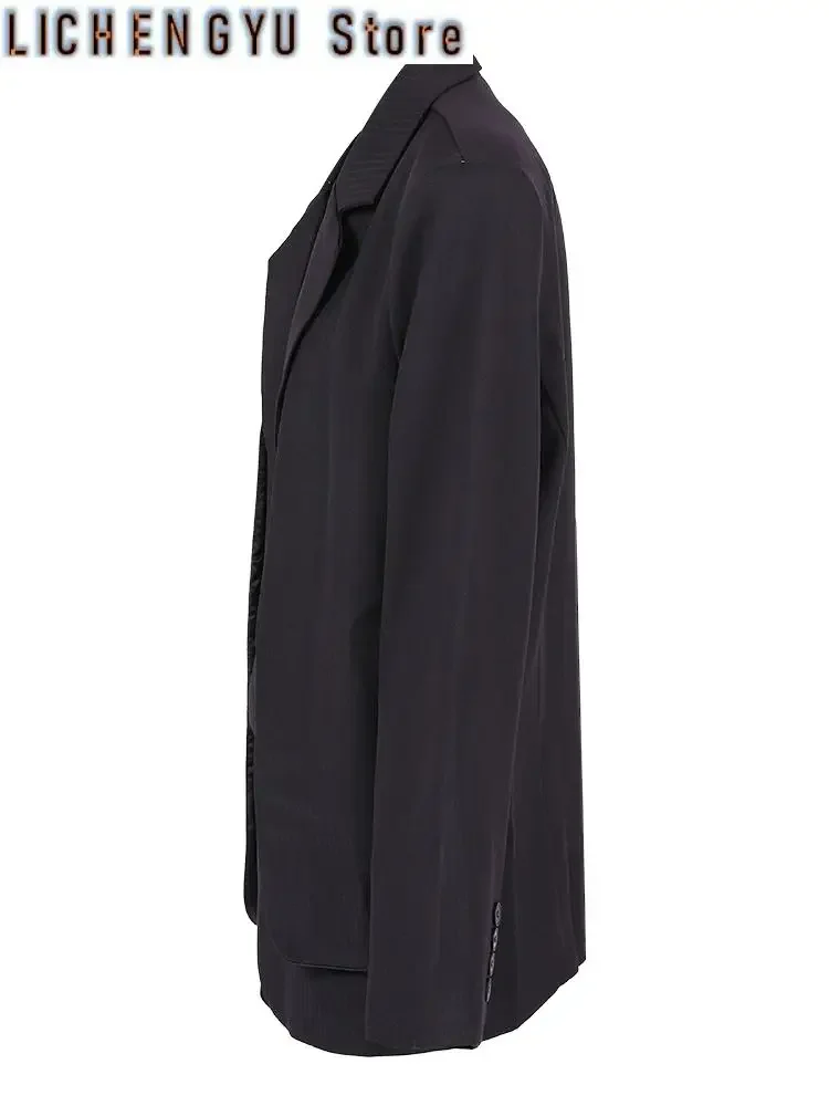 Women Gray Irregular Big Size Casual Blazer New Lapel Long Sleeve Loose Fit Jacket Fashion Tide Spring Autumn