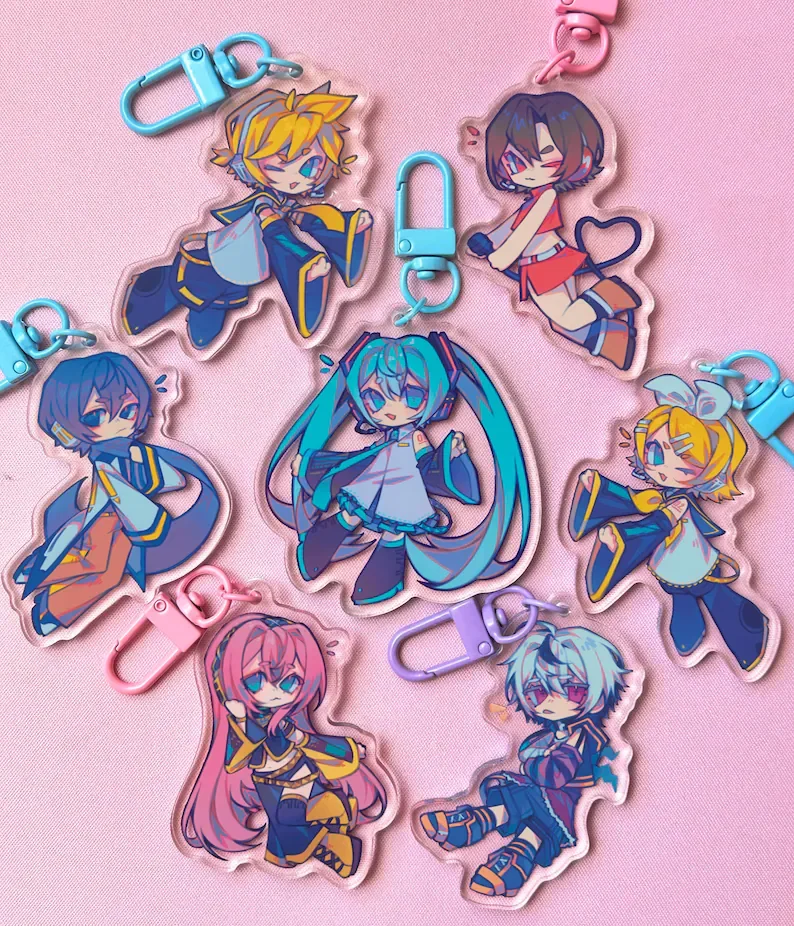Virtual Singer Acrylic Charms, Cartoon Figure Keychain Bag Pendant Collectible Gift for Anime Fans