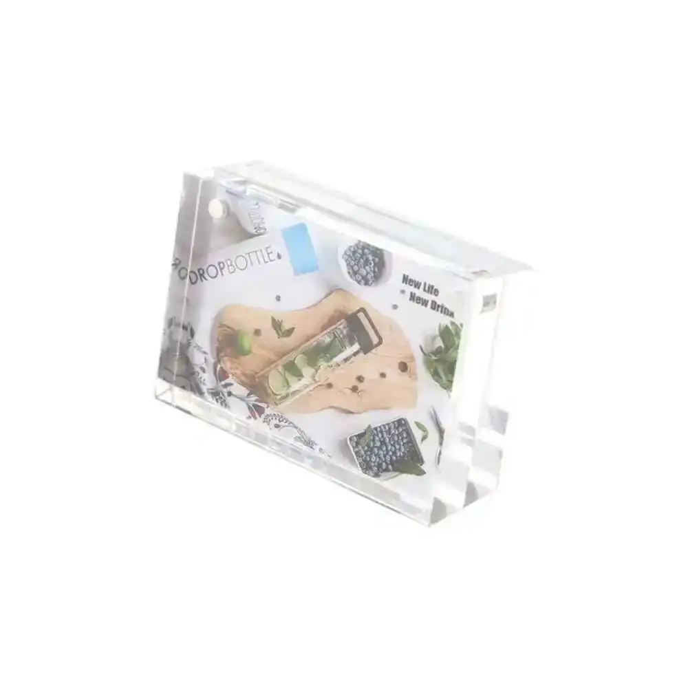 60*90mm Price Tag Name Card Display Acrylic Magnetic Picture Photo Frame Declining Desk Sign Frame Ad Block Label Display Stand