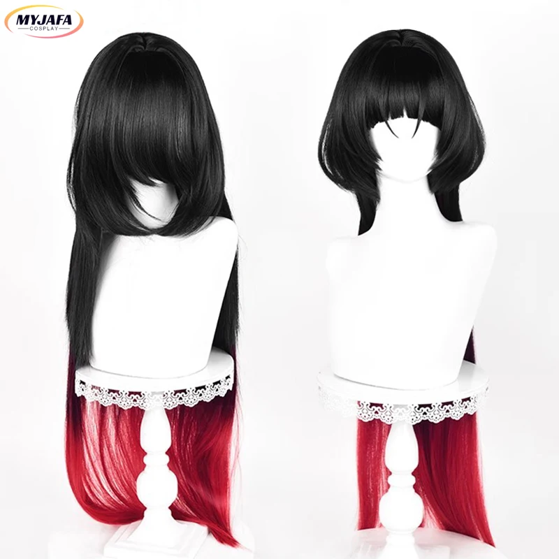 Jane Doe Cosplay Wig Game ZZZ Black Gradient Red Long Wig Heat Resistant Synthetic Hair Halloween Anime Wigs + Wig Cap