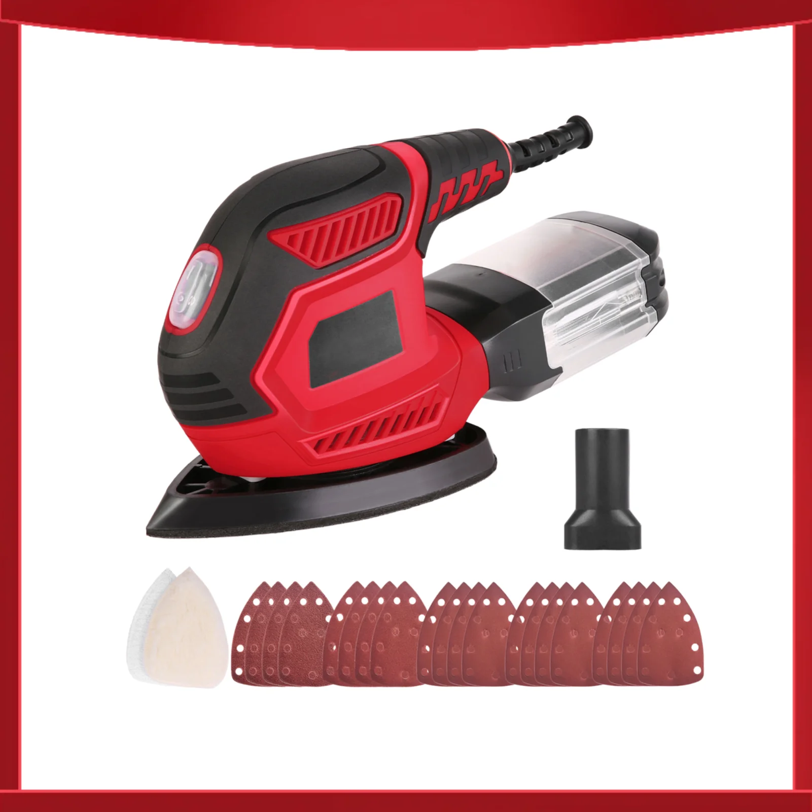 

Компактная шлифовальная машина Detail Sander 1.6A 200W 14000 об/мин с эффективной системой пылеудаления, 2 полировальными насадками и 20 шлифовальными дисками