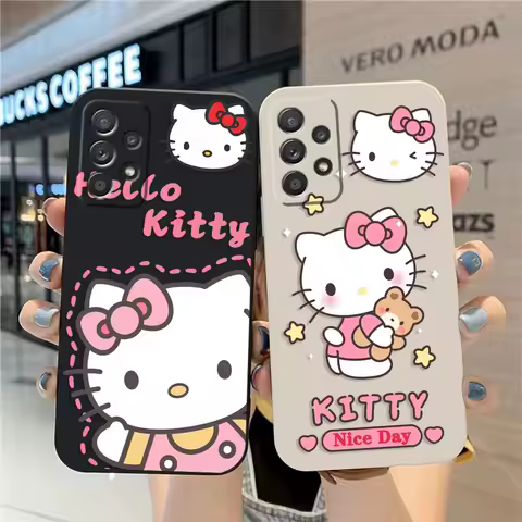 Phone Case For Samsung Galaxy A91 A73 A72 A71 A53 A51 A42 A33 A32 A23 A22 A13 A12 A22S 4G 5G Case Fundas Pink Hello K-Kitty Cat