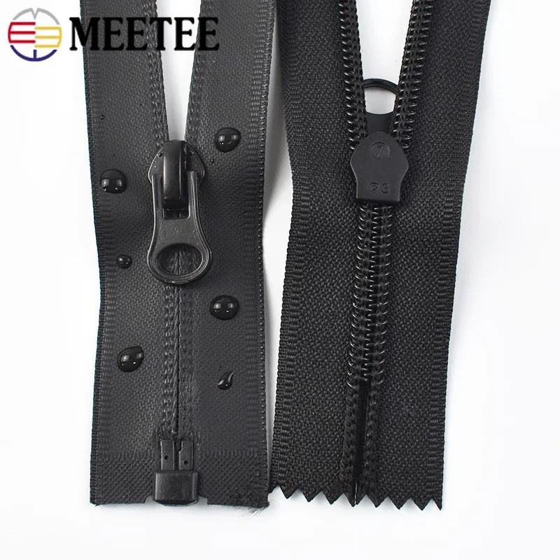 Meetee 2pcs 5# Nylon Waterproof Zippers 15/18/20cm Close-End 40-150cm Open-End DIY Jacket Bag Zip Repair Sewing Accessories