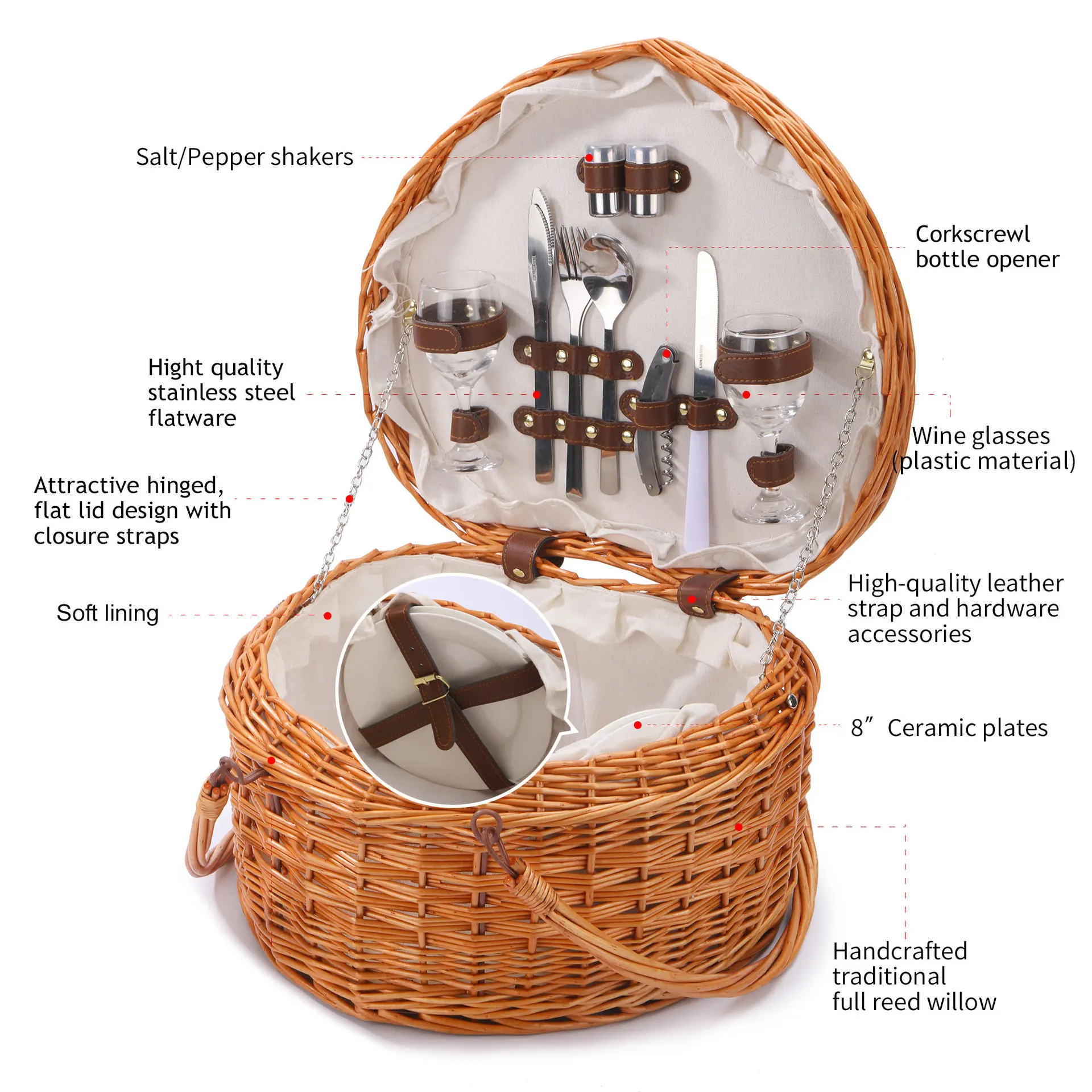 

Woven Rattan Hand Basket for Outdoor Picnic Camping Spring Outing Handheld Storage Basket Portable Props for Home & Travel.