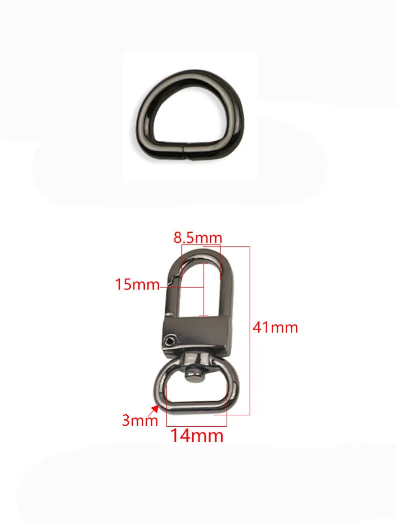 14mm Metal Bag Buckles D Ring Clasps Handbag Strap Hook Hangers Buckle Lobster Swivel Clasp DIY Hardware Accessories