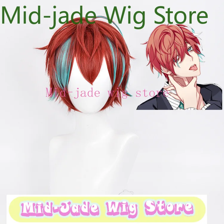 Hypnosis Mic Doppo Kannonzaka Cosplay Wig Dark Red Grey Gradient Hair with Highlights Teased Crown DRB Anime Synthetic Wigs