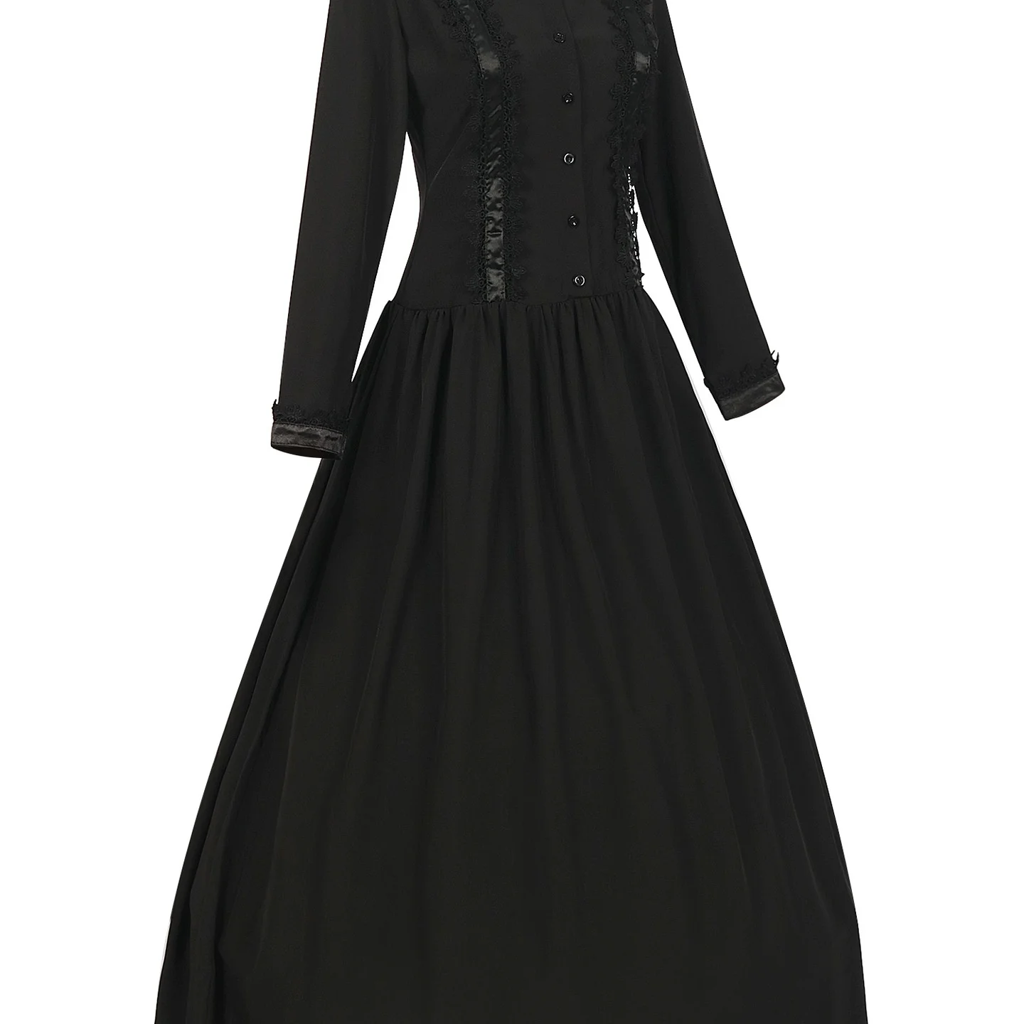 Nowy Średniowieczny Strój Damski Długi z Wysokim Kołnierzem i Szerokim Dołem Vintage Halloween Modny Tradycyjny Strój Sceniczny