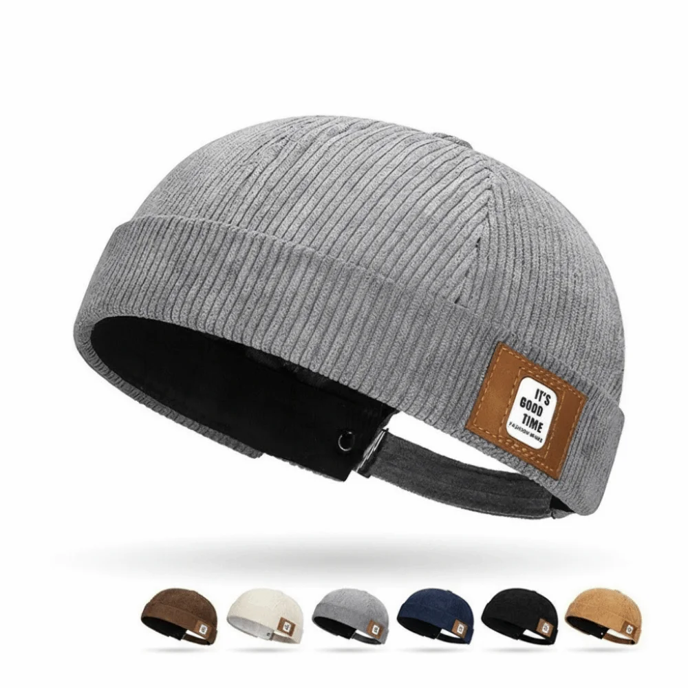 Outdoor Solid Color Corduroy Beanie Caps Hip Hop Streetwear Brimless Docker Cap Adjustable Melon Cap Landlord Hat Winter
