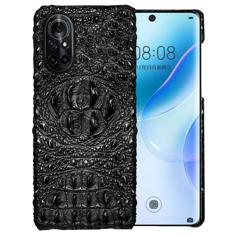 

New Hot Genuine Leather 3d Crocodile Head Case For Huawei Nova 8 7 6 Se 5 5i Pro Cover For Nova8 Nova7 Nova6 Nova5 Pro Cases