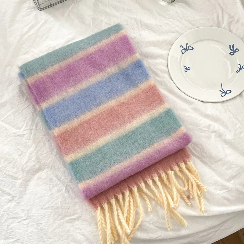 แฟชั่นผ้าพันคอสายรุ้ง COZY Fringe ออกแบบ Neckerchief สำหรับเด็กชายและเด็กหญิง 3-12T