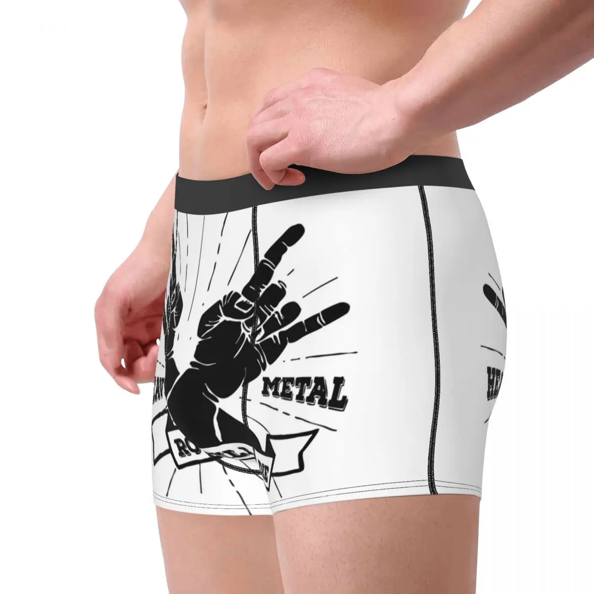 Men's Heavy Metal Underwear Rock Roll Music Novelty Boxer Briefs Shorts Panties Male Soft Underpants Plus Size