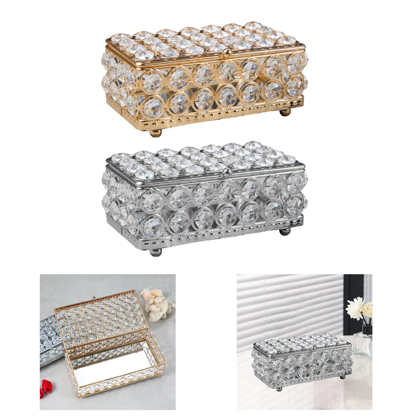 Jewelry Box Keepsake Gift Box Cosmetic Organizer Box Home Decor Cosmetic Makeup Box for Bangles Hairpin Necklaces Lipstick Rings