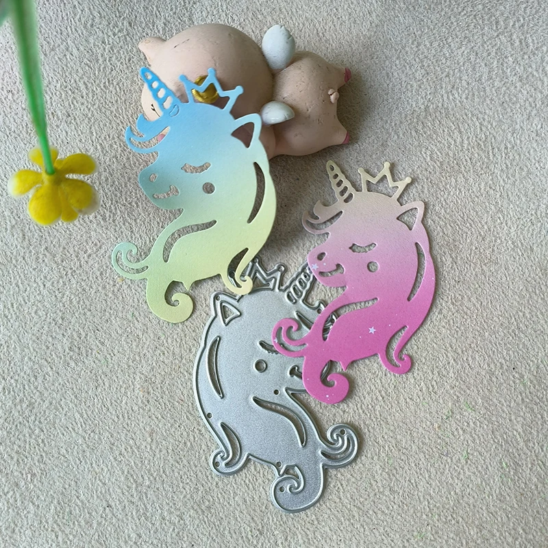 Unicórnios Metal Cutting Die Mold Scrapbook Decoração, gravado Álbum de fotos Decoração, Card Making, DIY Artesanato, Novo