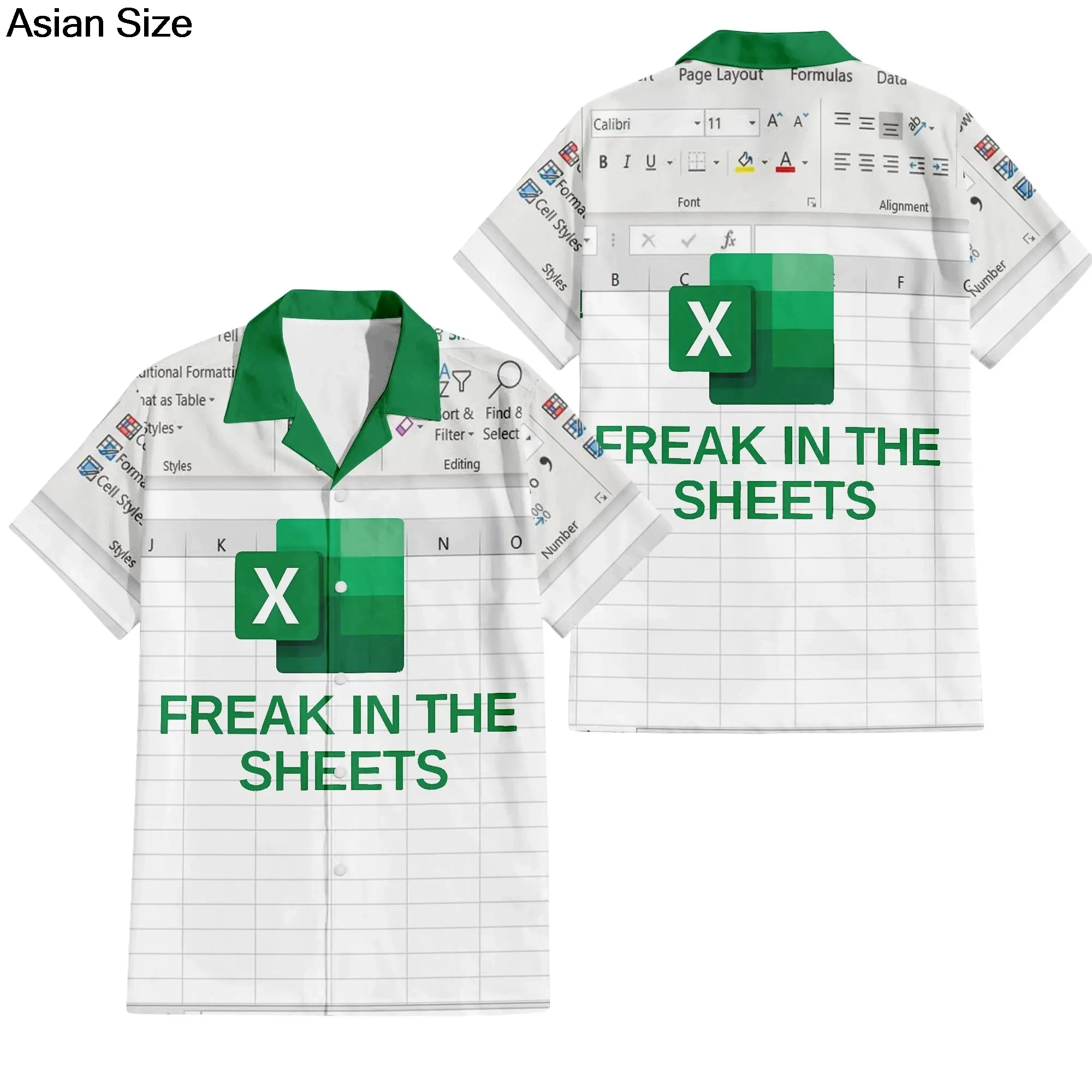 2026 Holiday Style Excel - Hawaiian Men's Fashion T-shirt Software Design Printed T-shirt Summer Large Collar Shirt