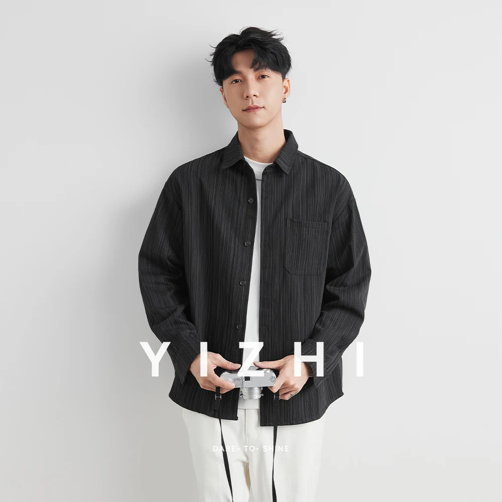 Camisa informal holgada de manga larga para hombre, ropa de abrigo de moda versátil de estilo callejero de Hong Kong Wind INS, otoño
