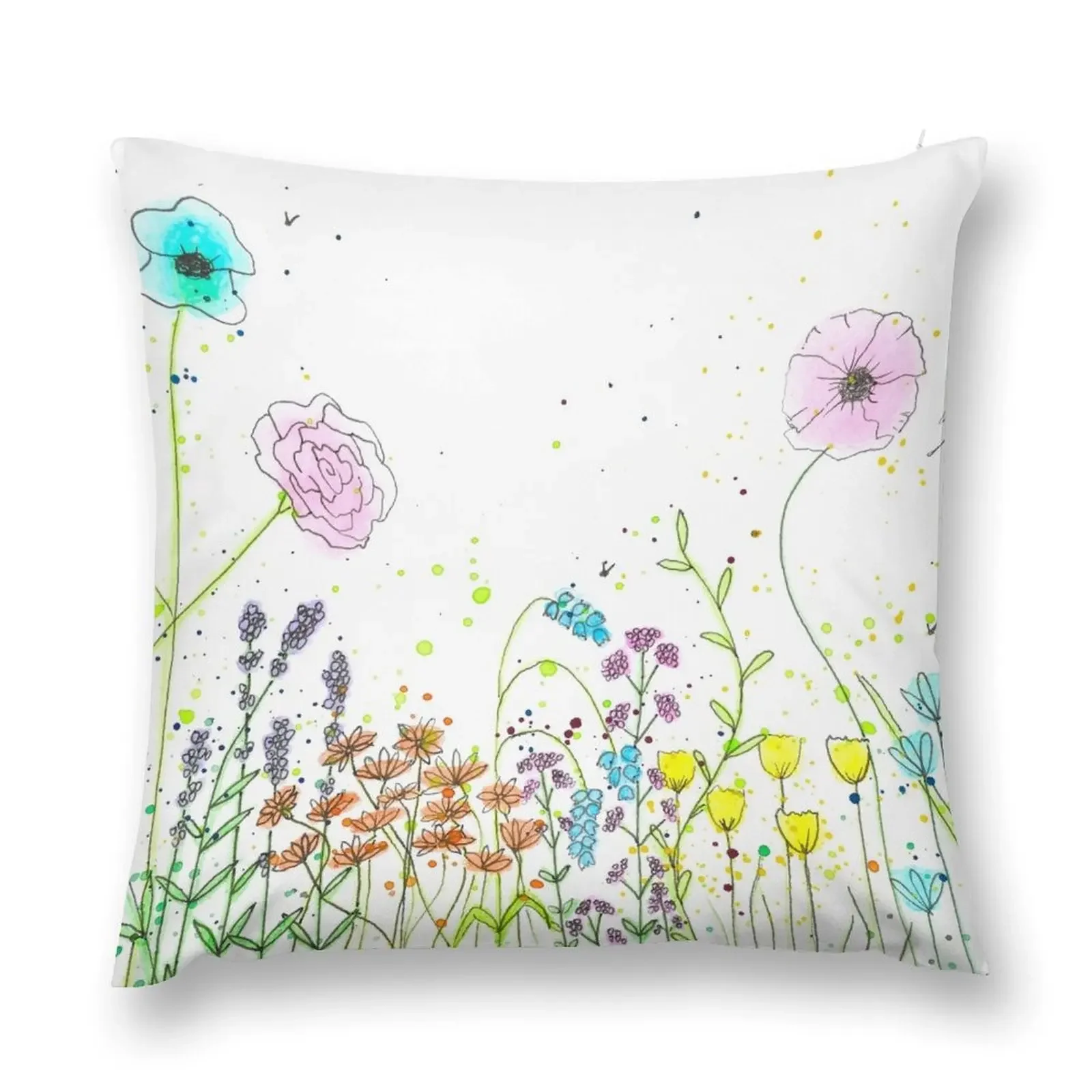 Jenny’s flower garden colourful floral pattern Throw Pillow Decorative Sofa Cushions Luxury Sofa Cushions pillow