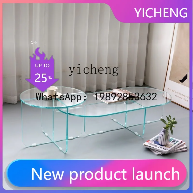 

X6 Double round Coffee Table Glass Nordic Modern Minimalist Living Room Home Small Apartment