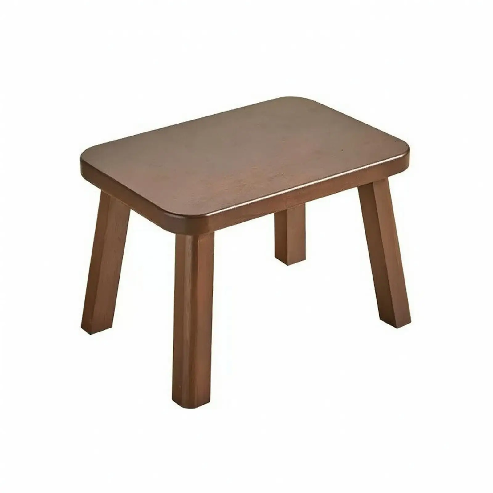 Solid Rubberwood Kids Stool Low Profile Footrest for Entryway or Bedroom Use with Sturdy Straight Legs
