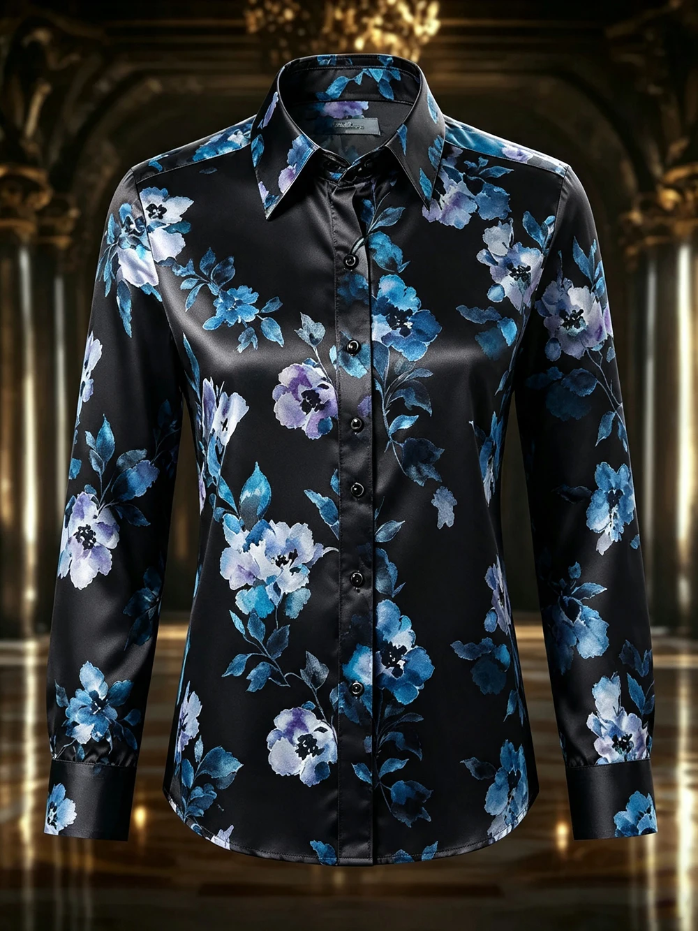 2026 Men's Light Luxury Smooth Long Sleeve Shirt Natural Flower 3D Printed Shirt Hawaiian Vacation Outdoor Party Festival Shirt
