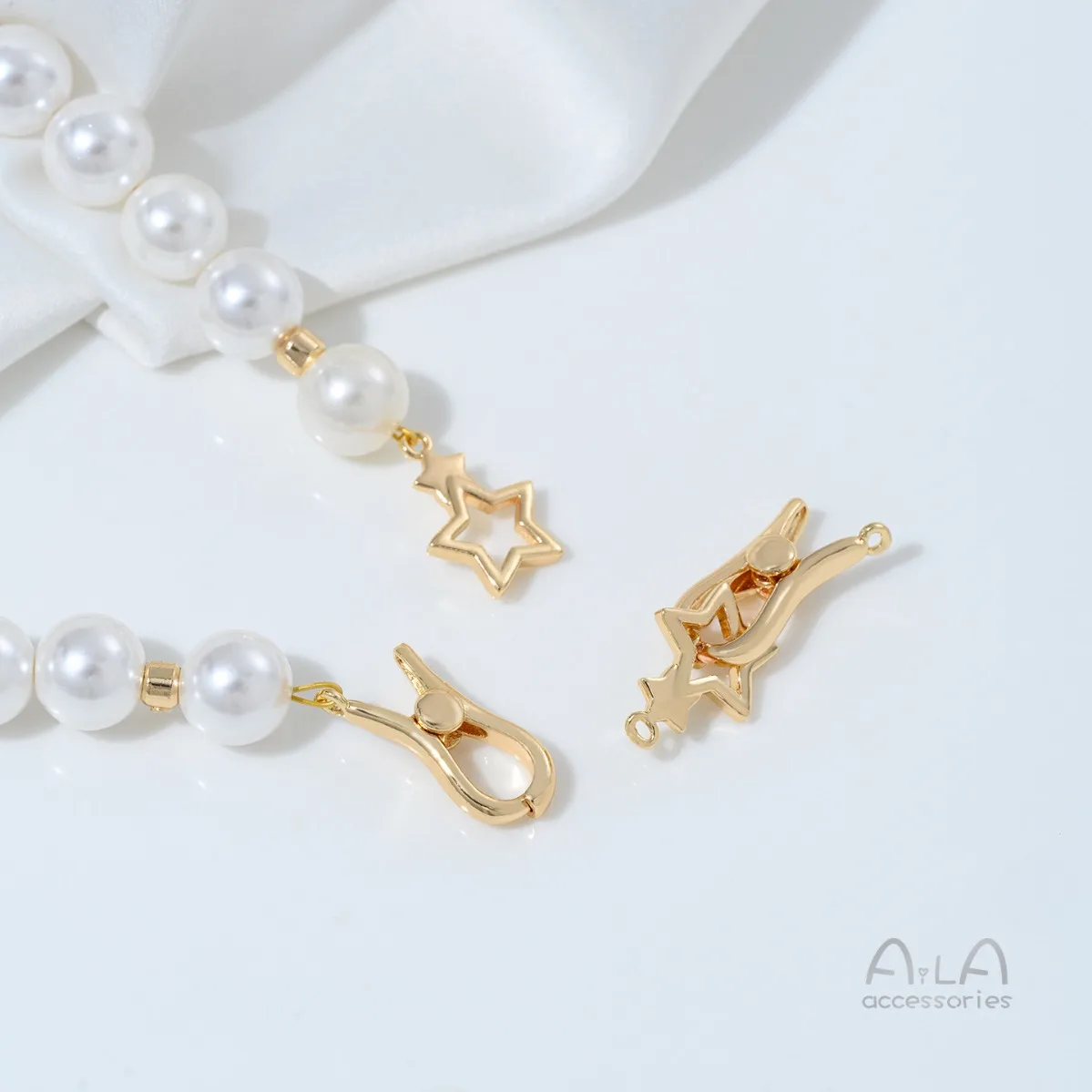 Brass 14K Gold Plated Plain Star Spring Snap Clasp DIY Bracelet Necklace Pendant Connector Jewelry Findings