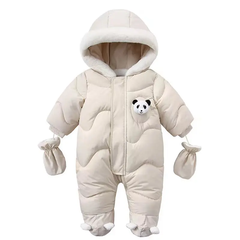 RAISE Korean Baby Boy Winter Jumpsuit 3D Panda Infant Boy Plus Velvet Warm Coat Baby Winter Romper Outfit Toddler Girl Snowsuits