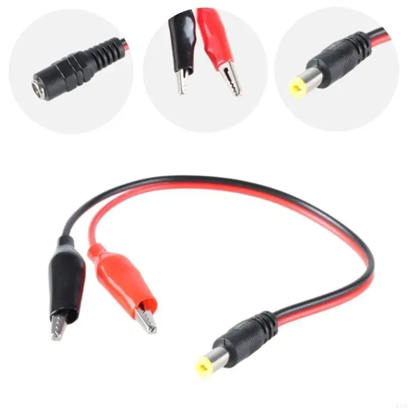 

H7JF Flexible Power Supply Cord DC5.5x2.1mm to 2 Alligators Clip Cable for LED Routers