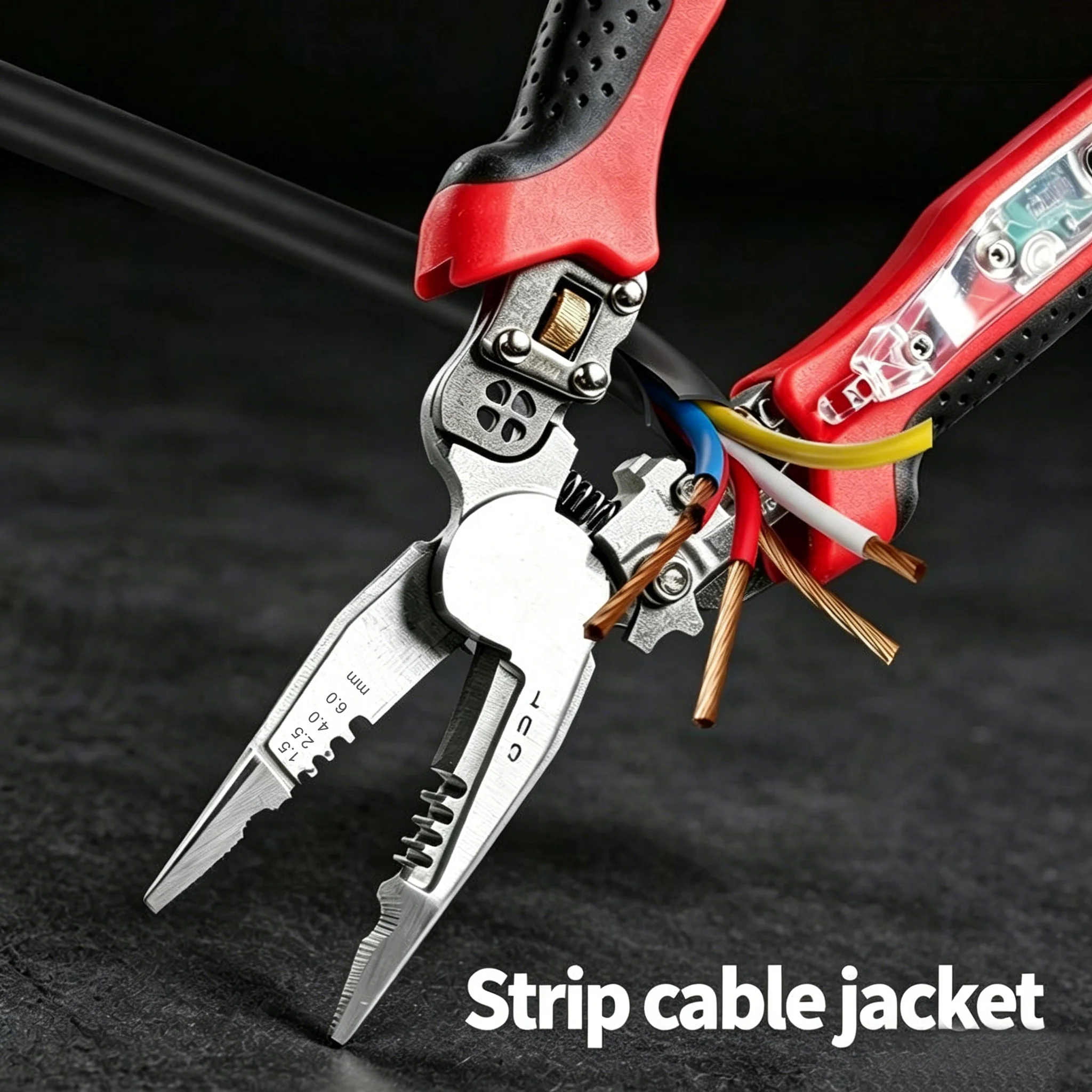 8 in 1 Rechargeable Electrician Wire Stripping Pliers Adjustable Roller Design Real-time Digital Voltage Monitoring Detector