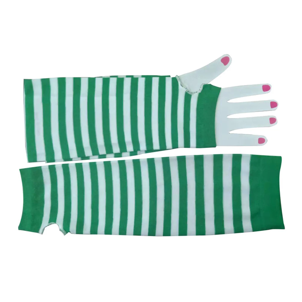 1 Pair StPatrick's Day White Green Striped Sleeve Party Striped Long Gloves(Green White) StPatrick's Day Long Gloves