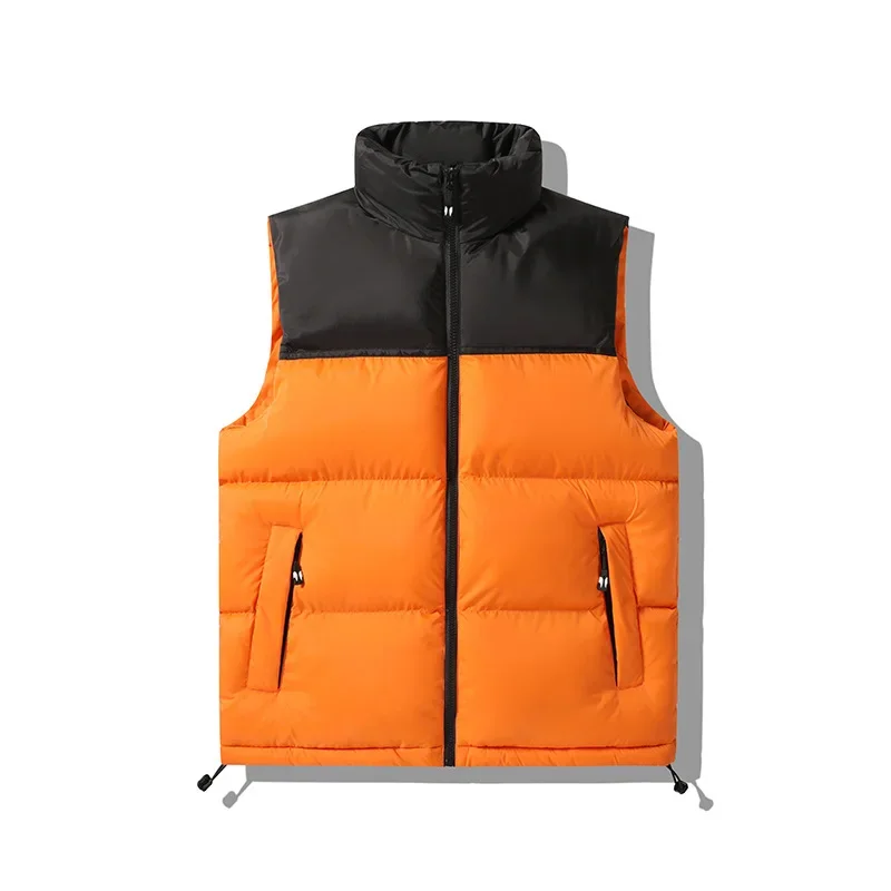 Boys Down Cotton Vest Autumn Winter Casual Orange Zipper Tank Top Men Outdoor Sleeveless Jacket Thick Warm Outerwear Vest M-8XL