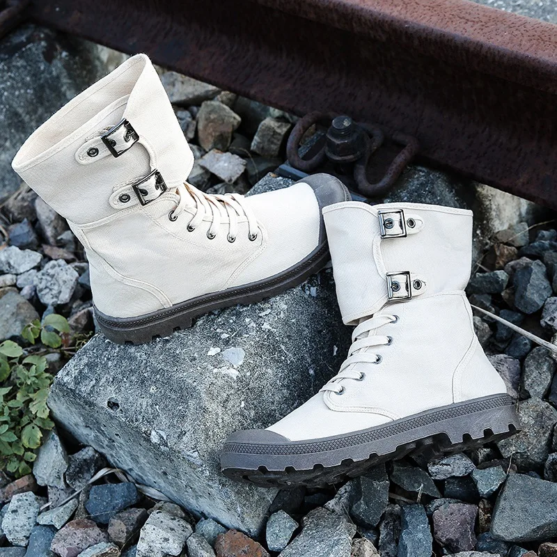 Classical Men Desert Boots Canvas Mens Working Safty Shoes High Top Tooling Boots Men's Ankle Boots Fashion botas masculino